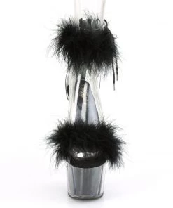Pleaser Direct Adore 724F Black Marabou Feather Platforms Larger Size Shoes