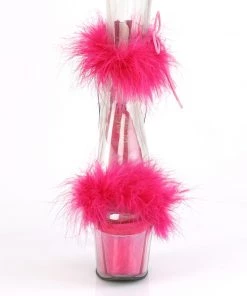 Pleaser Direct Larger Size Shoes Adore 724F Pink Marabou Feather Platforms