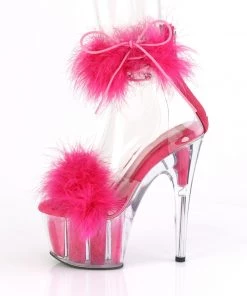 Pleaser Direct Larger Size Shoes Adore 724F Pink Marabou Feather Platforms