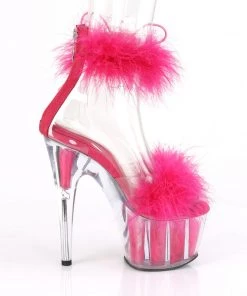 Pleaser Direct Larger Size Shoes Adore 724F Pink Marabou Feather Platforms