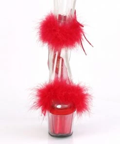 Pleaser Direct Adore 724F Red Marabou Feather Platforms