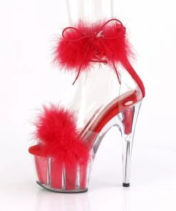 Pleaser Direct Adore 724F Red Marabou Feather Platforms