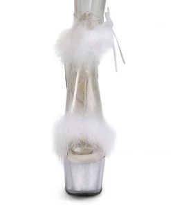 Pleaser Direct Adore 724F White Marabou Feather Platforms Larger Size Shoes