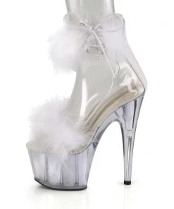 Pleaser Direct Adore 724F White Marabou Feather Platforms Larger Size Shoes
