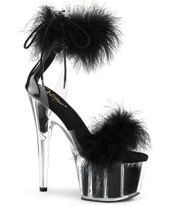 Pleaser Direct Adore 724F Black Marabou Feather Platforms Larger Size Shoes