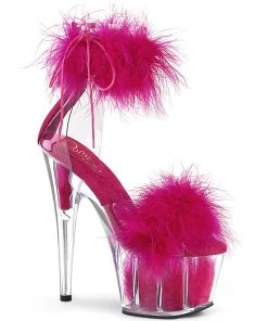 Pleaser Direct Larger Size Shoes Adore 724F Pink Marabou Feather Platforms