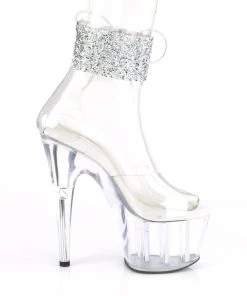 Pleaser Direct Adore 724RS-02 Black And Clear Rhinestone Platforms Larger Size Shoes