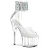Pleaser Direct Adore 724RS-02 Black And Clear Rhinestone Platforms Larger Size Shoes