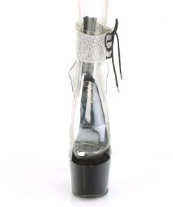 Pleaser Direct Adore 724RS Black Rhinestone Platforms Larger Size Shoes