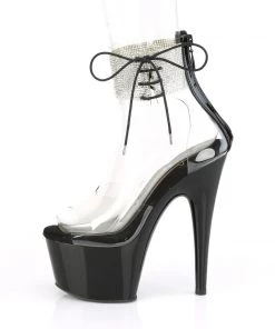 Pleaser Direct Adore 724RS Black Rhinestone Platforms Larger Size Shoes