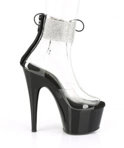 Pleaser Direct Adore 724RS Black Rhinestone Platforms Larger Size Shoes