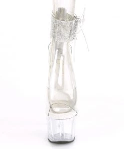Pleaser Direct Adore 724RS White And Clear Rhinestone Platforms