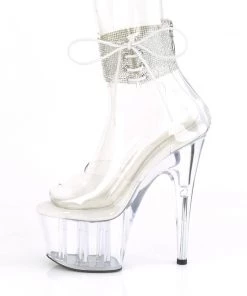 Pleaser Direct Adore 724RS White And Clear Rhinestone Platforms