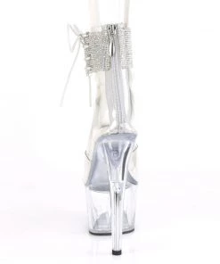 Pleaser Direct Adore 724RS White And Clear Rhinestone Platforms