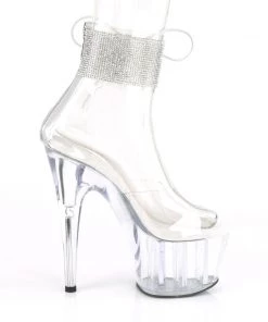 Pleaser Direct Adore 724RS White And Clear Rhinestone Platforms