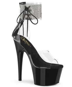Pleaser Direct Adore 724RS Black Rhinestone Platforms Larger Size Shoes
