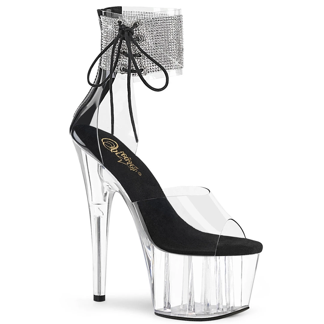 Pleaser Direct Larger Size Shoes Adore 724RS Black And Clear Rhinestone Platforms 1 Pleaser Direct Larger Size Shoes Adore 724RS Black And Clear Rhinestone Platforms