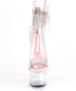 Pleaser Direct Larger Size Shoes Adore 727RS Pink And Clear Rhinestone Platforms