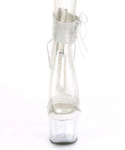Pleaser Direct Adore 727RS Silver And Clear Rhinestone Platforms