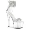 Pleaser Direct Adore 727RS Silver And Clear Rhinestone Platforms