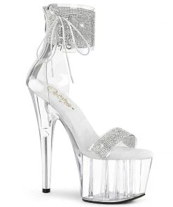 Pleaser Direct Adore 727RS Silver And Clear Rhinestone Platforms