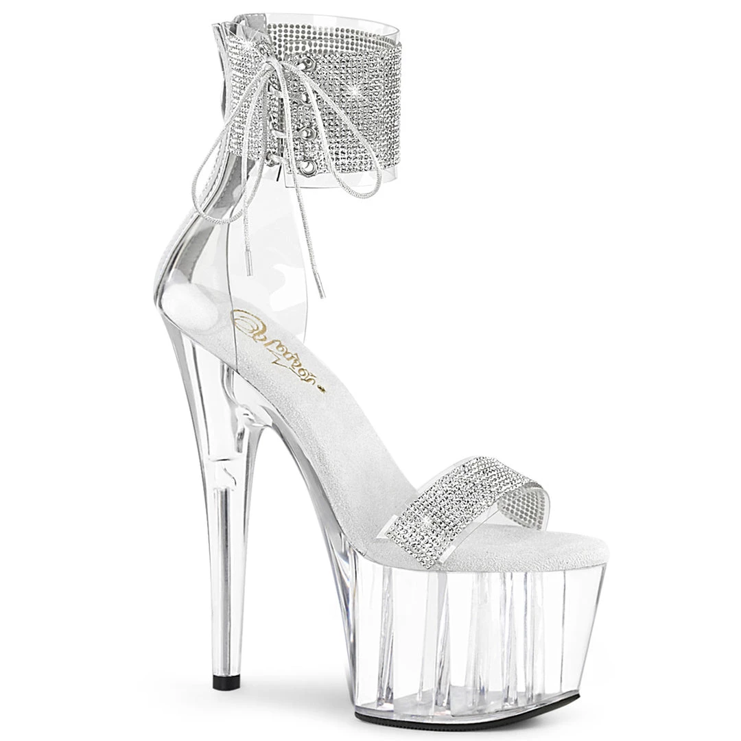 Pleaser Direct Adore 727RS Silver And Clear Rhinestone Platforms 1 Pleaser Direct Adore 727RS Silver And Clear Rhinestone Platforms