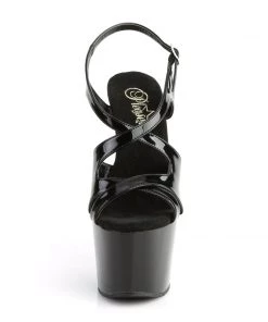 Pleaser Direct Adore 730 Black Patent Strappy Platforms Larger Size Shoes
