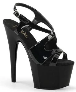 Pleaser Direct Adore 730 Black Patent Strappy Platforms Larger Size Shoes