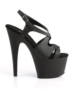 Pleaser Direct Adore 730 Black Matte Strappy Platforms