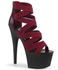 Pleaser Direct Platform Shoes Adore 748SP Burgundy Crossover Platforms