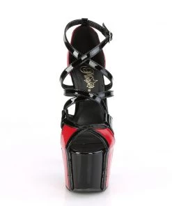 Pleaser Direct Platform Shoes Adore 764 Black And Red Platforms