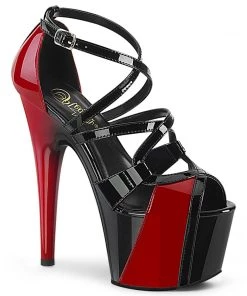 Pleaser Direct Platform Shoes Adore 764 Black And Red Platforms