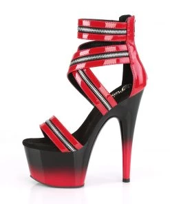 Pleaser Direct Adore 766 Black & Red Zip Platforms Larger Size Shoes