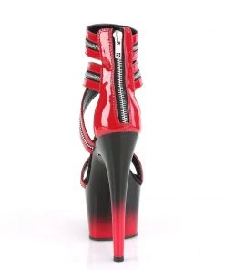Pleaser Direct Adore 766 Black & Red Zip Platforms Larger Size Shoes