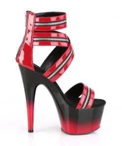 Pleaser Direct Adore 766 Black & Red Zip Platforms Larger Size Shoes
