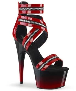 Pleaser Direct Adore 766 Black & Red Zip Platforms Larger Size Shoes