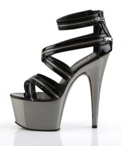 Pleaser Direct Larger Size Shoes Adore 767 Black & Silver Zip Platform Heels 7 Pleaser Direct Larger Size Shoes Adore 767 Black & Silver Zip Platform Heels