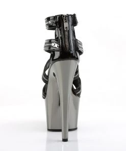 Pleaser Direct Larger Size Shoes Adore 767 Black & Silver Zip Platform Heels 8 Pleaser Direct Larger Size Shoes Adore 767 Black & Silver Zip Platform Heels