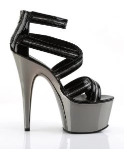Pleaser Direct Larger Size Shoes Adore 767 Black & Silver Zip Platform Heels 9 Pleaser Direct Larger Size Shoes Adore 767 Black & Silver Zip Platform Heels