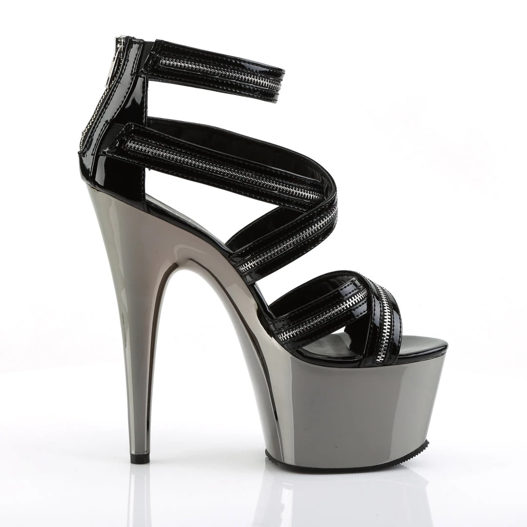 Pleaser Direct Larger Size Shoes Adore 767 Black & Silver Zip Platform Heels 5 Pleaser Direct Larger Size Shoes Adore 767 Black & Silver Zip Platform Heels