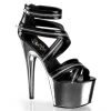 Pleaser Direct Larger Size Shoes Adore 767 Black & Silver Zip Platform Heels