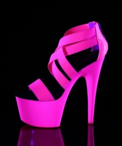 Pleaser Direct Adore 769UV Pink Strappy Platforms