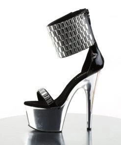Pleaser Direct Adore 789 Black And Silver Rhinestone Platform Sandals