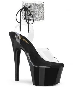 Pleaser Direct Adore 791-2RS Clear And Black Rhinestone Platforms Larger Size Shoes