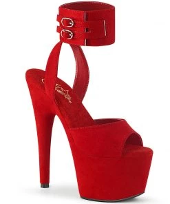 Pleaser Direct Adore 791FS Red Faux Suede Platforms