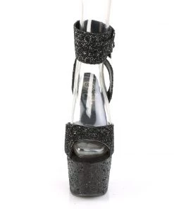 Pleaser Direct Adore 791LG Black Glitter Platforms