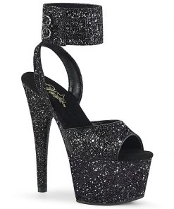 Pleaser Direct Adore 791LG Black Glitter Platforms