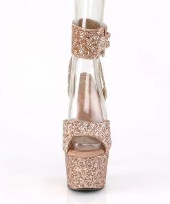 Pleaser Direct Adore 791LG Rose Gold Glitter Platforms