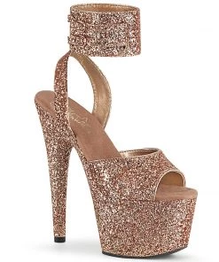 Pleaser Direct Adore 791LG Rose Gold Glitter Platforms