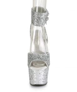 Pleaser Direct Adore 791LG Silver Glitter Platforms